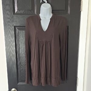 Banana Republic Brown V-Neck Long Sleeve Tunic Top